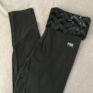 VS Pink Black Sequin Yoga Pants